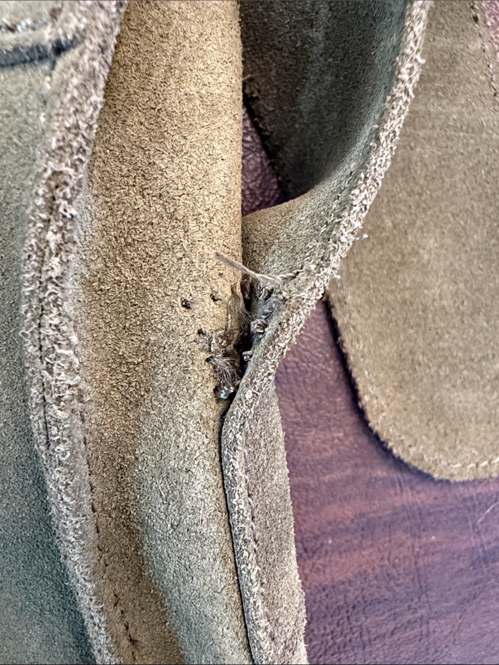 Vintage Banana Republic Olive Green Suede Messenger Bag - Picture 5 of 13